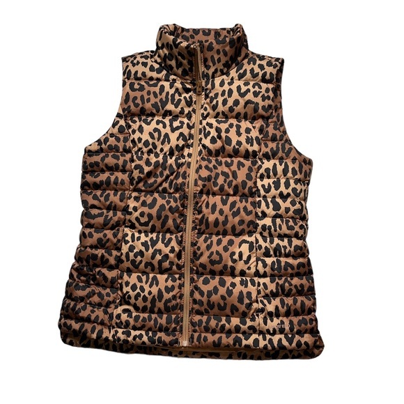 Lands' End Jackets & Coats Nwt Lands End Leopard Print Puffer Vest